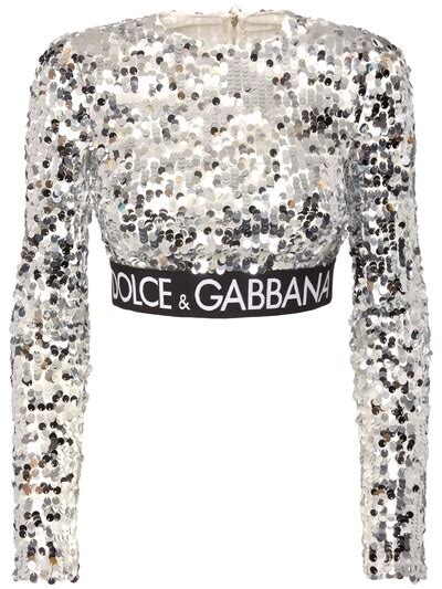 dolce gabbana sequin navy white stripe blouse long sleeve|Dolce & Gabbana cropped shirts.